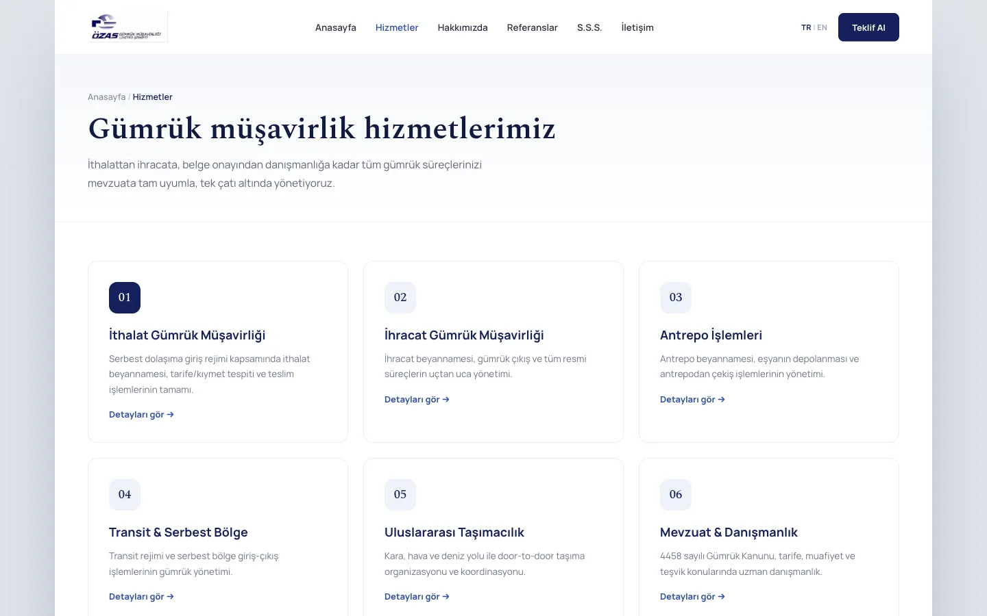 ÖZAS Gümrük Müşavirliği ekran görüntüsü 2